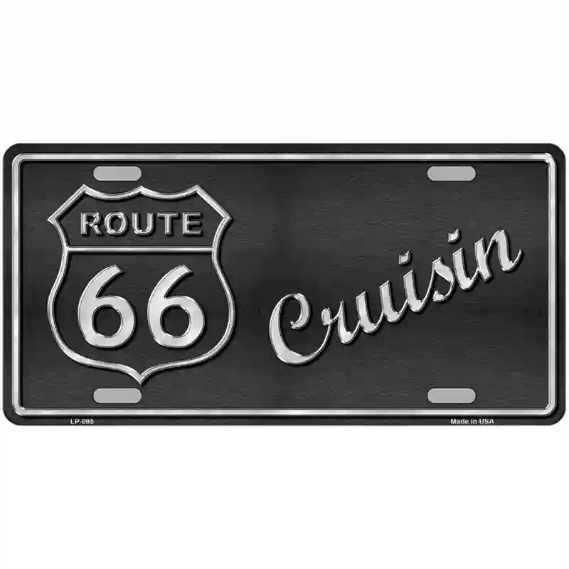 Route 66 Cruisin Novelty Metal License Plate 24" x 12" (LLP)