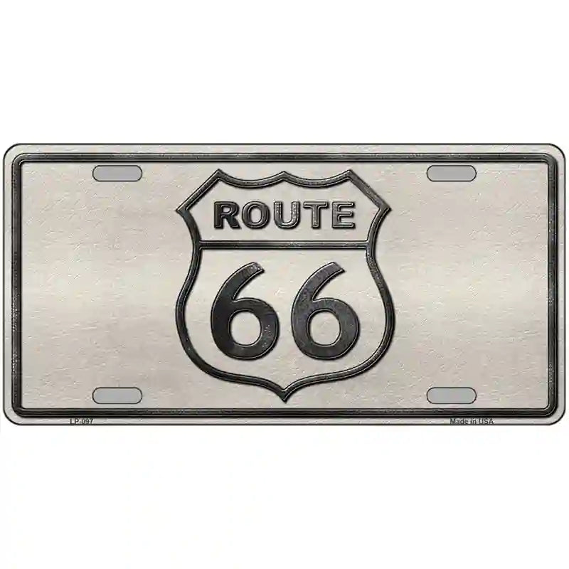 Route 66 Shield White Novelty Metal License Plate 24" x 12" (LLP)