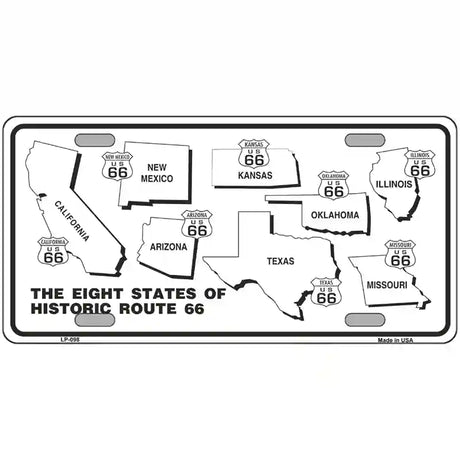 Route 66 Historic States Novelty Metal License Plate 24" x 12" (LLP)