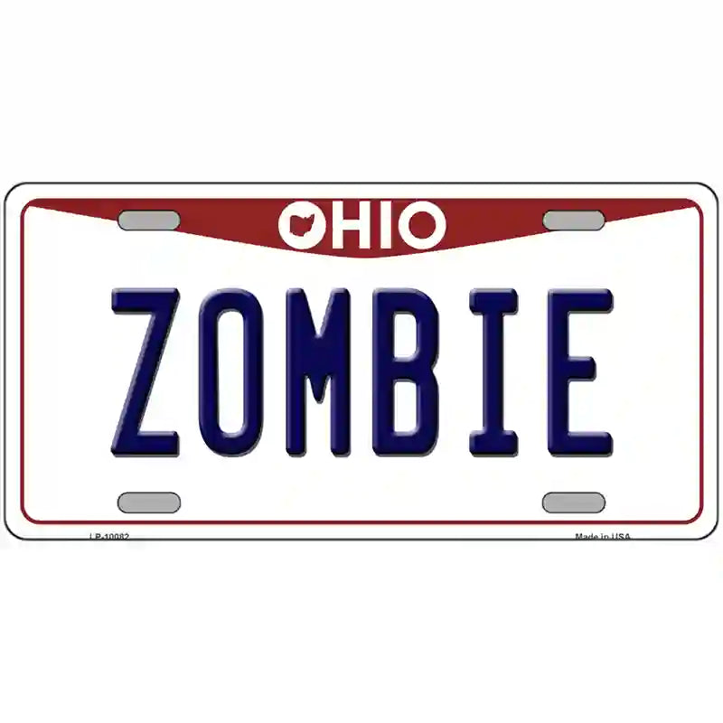 Zombie Ohio Metal Novelty License Plate 24" x 12" (LLP)