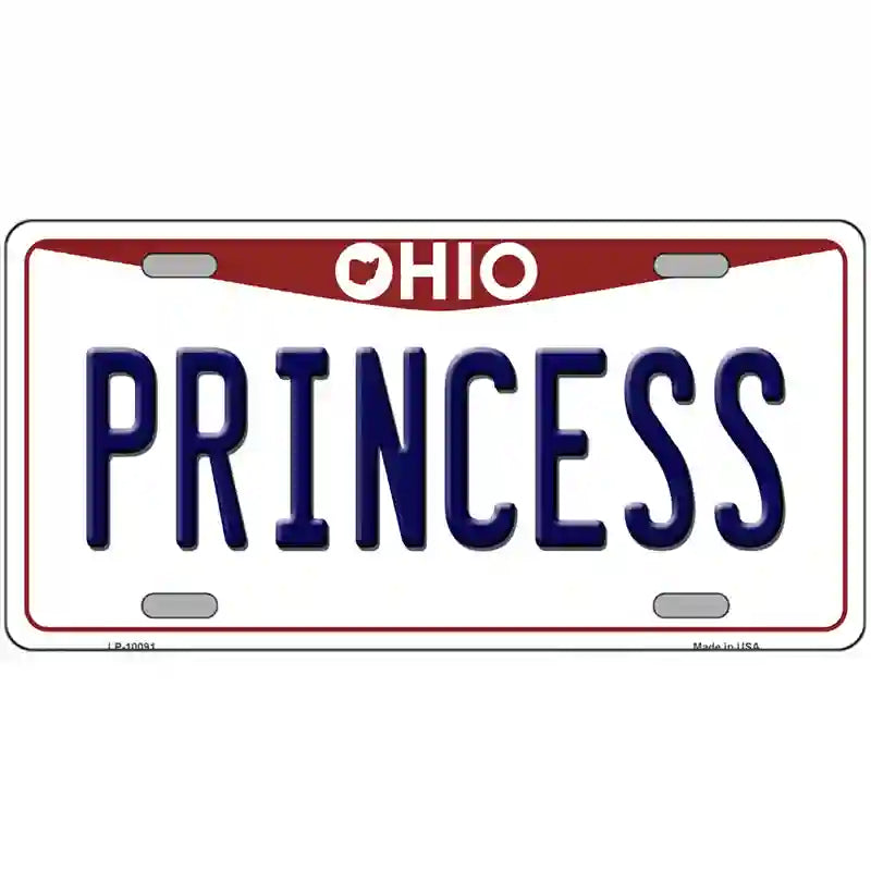 Princess Ohio Metal Novelty License Plate 24" x 12" (LLP)