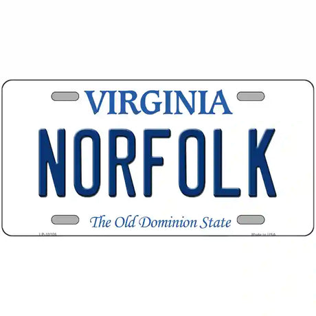 Norfolk Virginia Metal Novelty License Plate 24" x 12" (LLP)