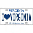 I Love Virginia Metal Novelty License Plate 24" x 12" (LLP)