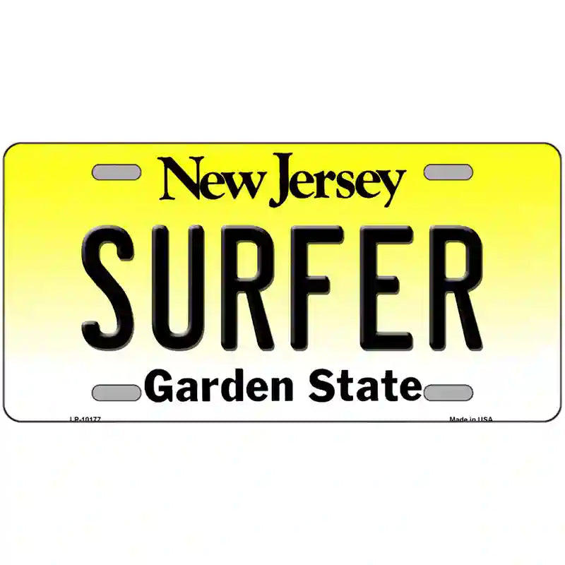 Surfer New Jersey Metal Novelty License Plate 24" x 12" (LLP)