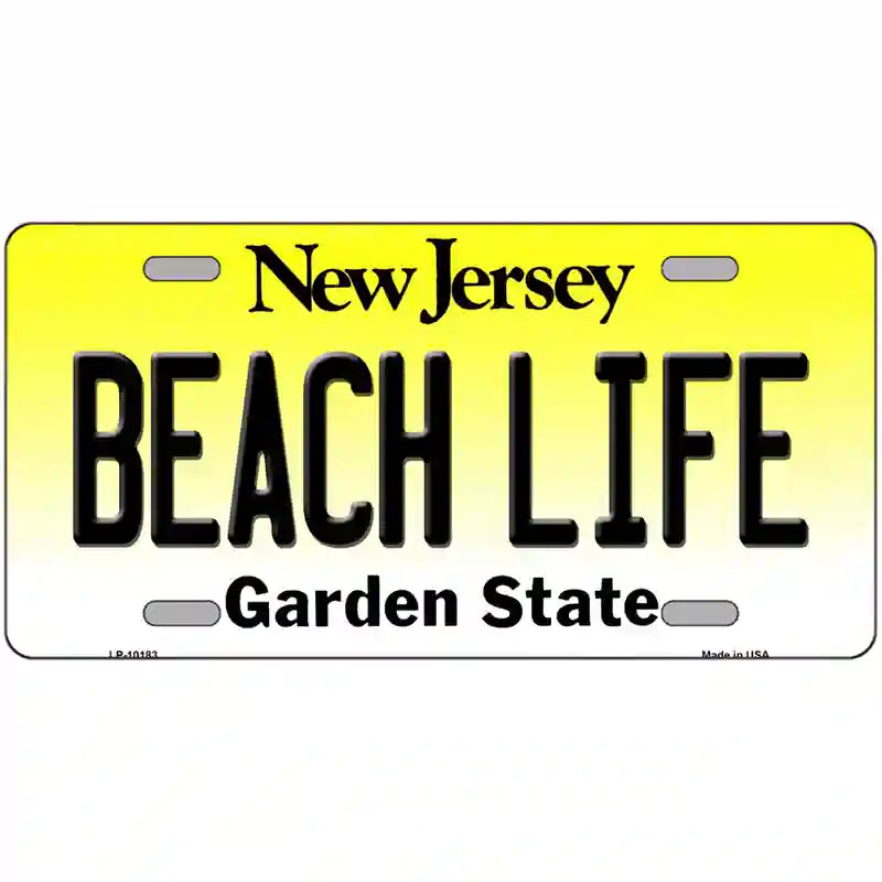 Beach Life New Jersey Metal Novelty License Plate 24" x 12" (LLP)