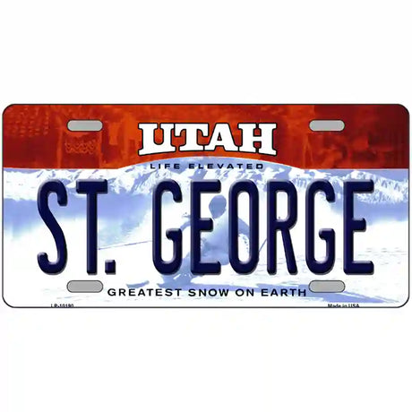 St George Utah Metal Novelty License Plate 24" x 12" (LLP)