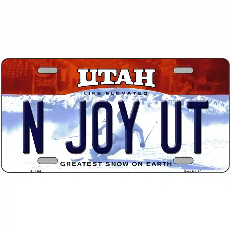 N Joy UT Utah Metal Novelty License Plate 24" x 12" (LLP)