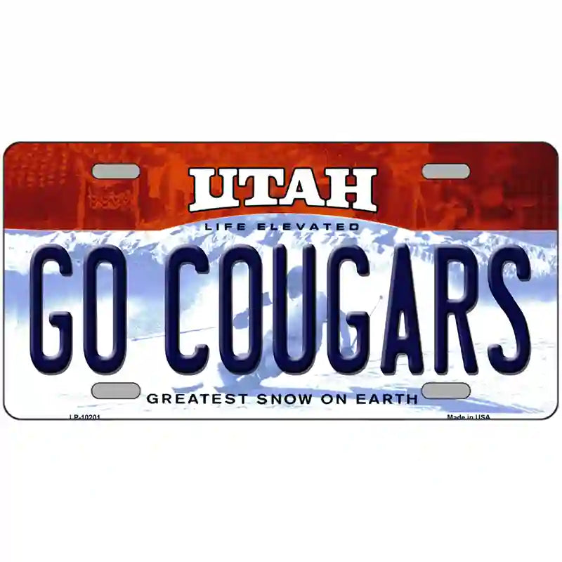 Go Cougars Utah Metal Novelty License Plate 24" x 12" (LLP)