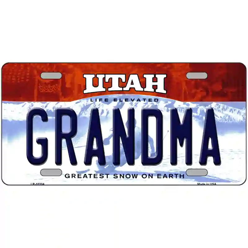 Grandma Utah Metal Novelty License Plate 24" x 12" (LLP)