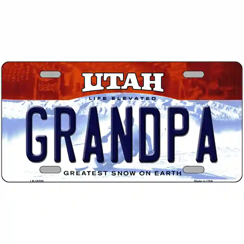 Grandpa Utah Metal Novelty License Plate 24" x 12" (LLP)