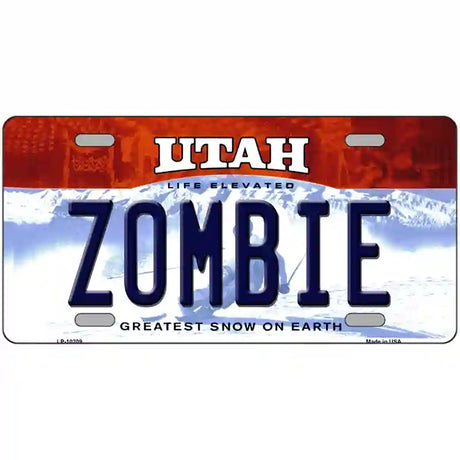 Zombie Utah Metal Novelty License Plate 24" x 12" (LLP)