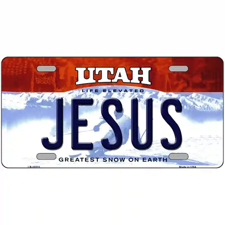 Jesus Utah Metal Novelty License Plate 24" x 12" (LLP)