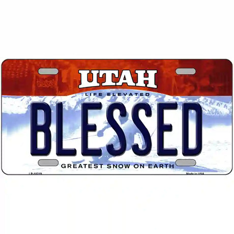 Blessed Utah Metal Novelty License Plate 24" x 12" (LLP)