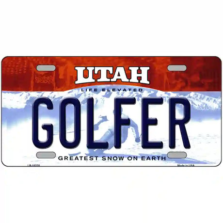 Golfer Utah Metal Novelty License Plate 24" x 12" (LLP)