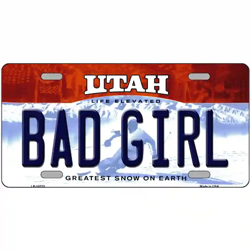 Bad Girl Utah Metal Novelty License Plate 24" x 12" (LLP)