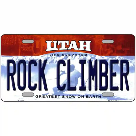 Rock Climber Utah Metal Novelty License Plate 24" x 12" (LLP)