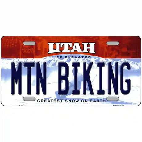 Mtn Biking Utah Metal Novelty License Plate 24" x 12" (LLP)