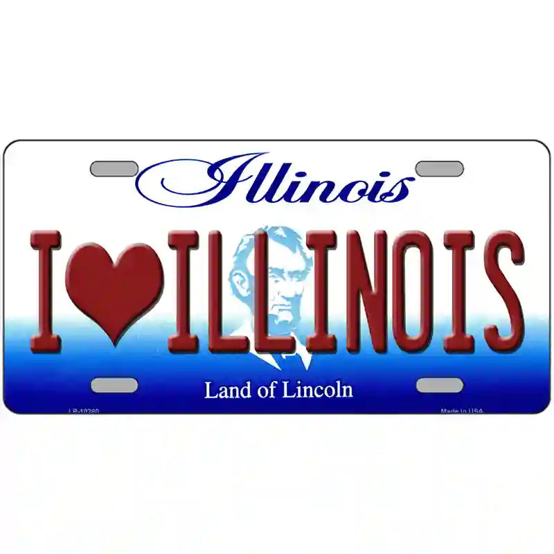 I Love Illinois Metal Novelty License Plate 24" x 12" (LLP)