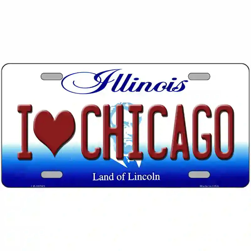 I Love Chicago Illinois Metal Novelty License Plate 24" x 12" (LLP)