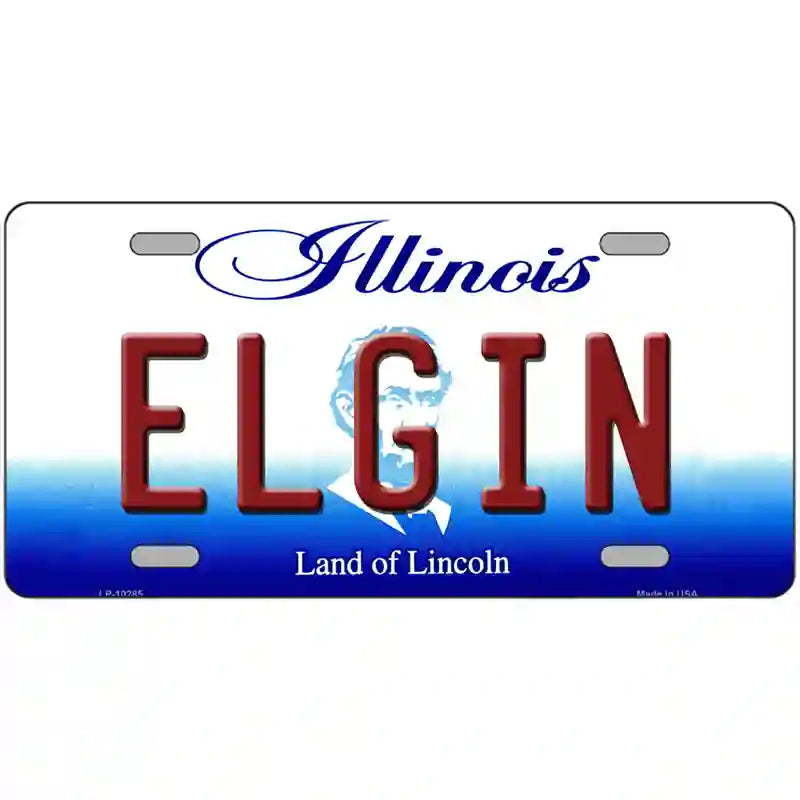 Elgin Illinois Metal Novelty License Plate 24" x 12" (LLP)