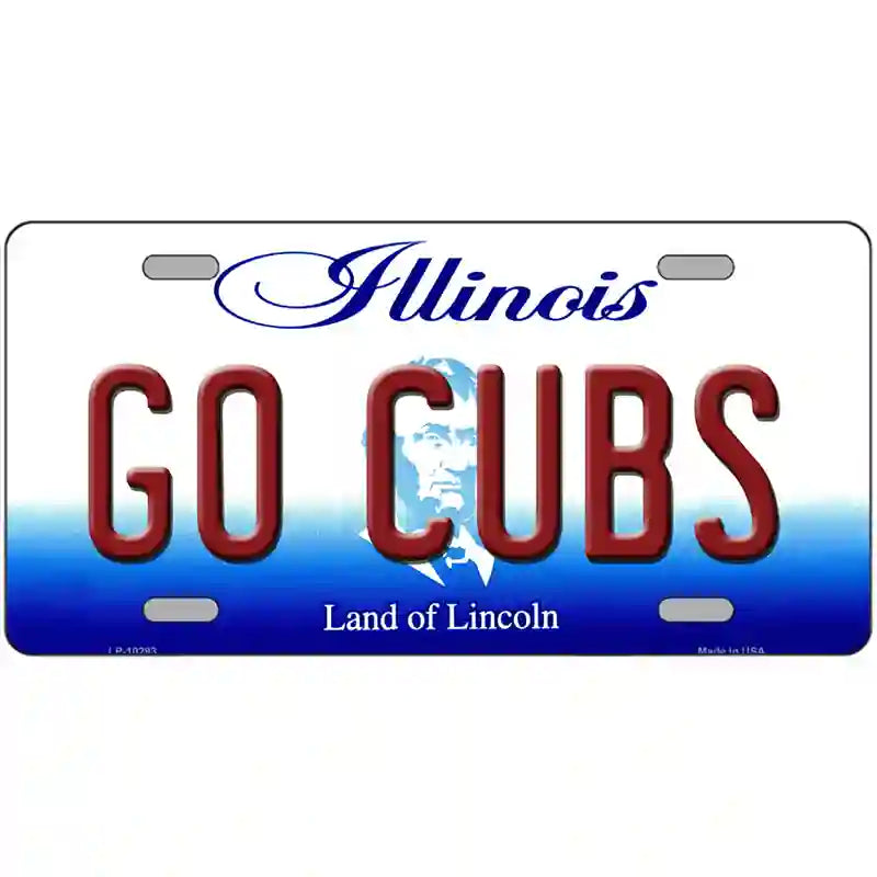 Go Cubs Illinois Metal Novelty License Plate 24" x 12" (LLP)