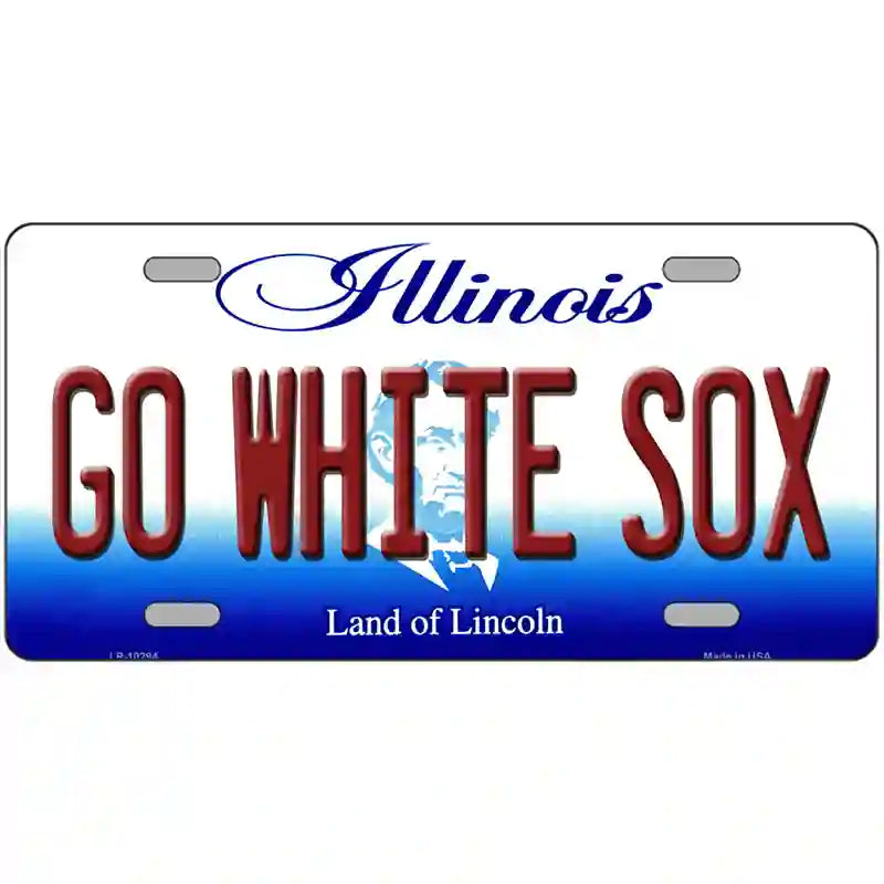 Go White Sox Illinois Metal Novelty License Plate 24" x 12" (LLP)