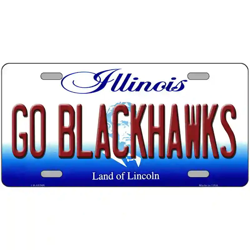 Go Blackhawks Illinois Metal Novelty License Plate 24" x 12" (LLP)