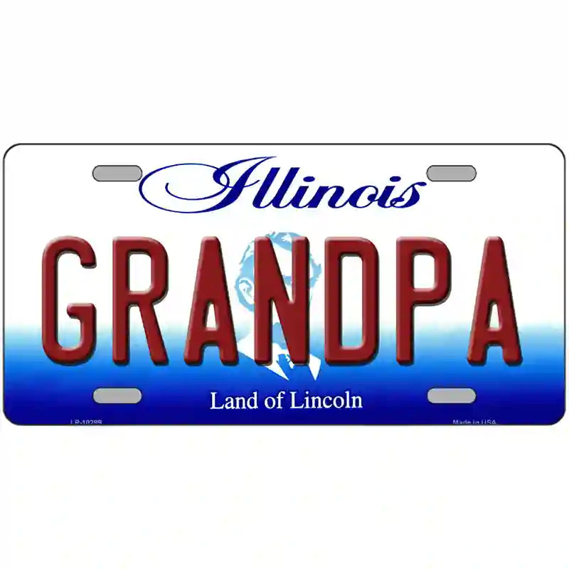 Grandpa Illinois Metal Novelty License Plate 24" x 12" (LLP)