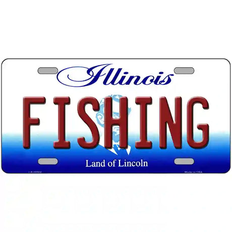 Fishing Illinois Metal Novelty License Plate 24" x 12" (LLP)