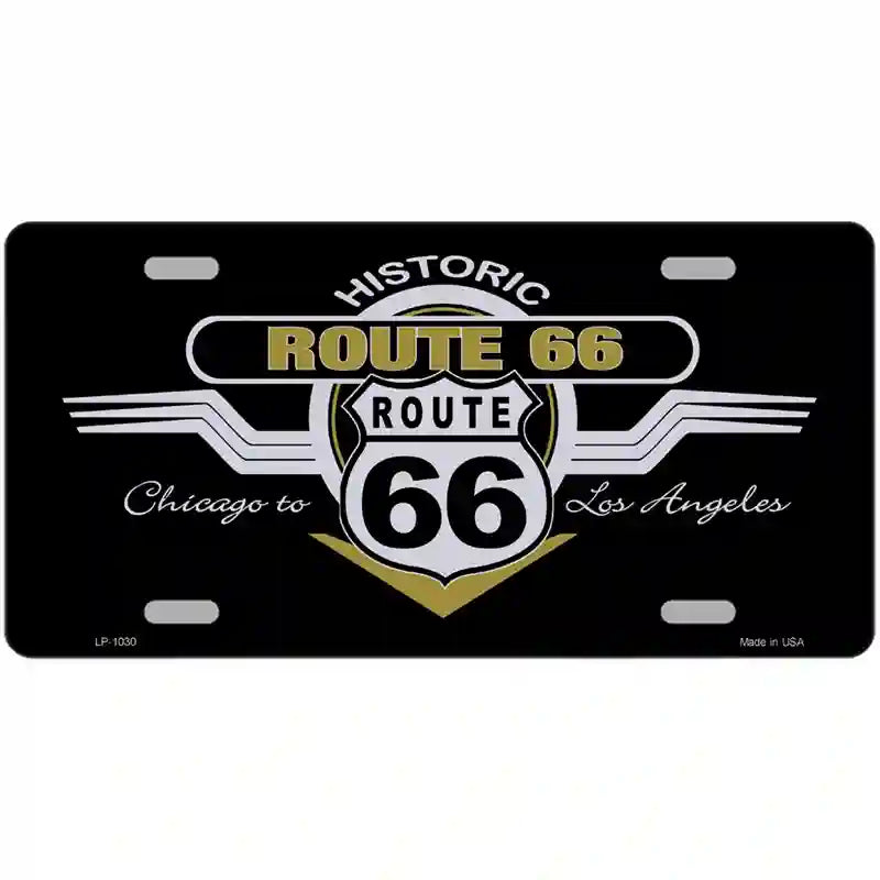 Route 66 Shield Wings Novelty Metal License Plate 24" x 12" (LLP)