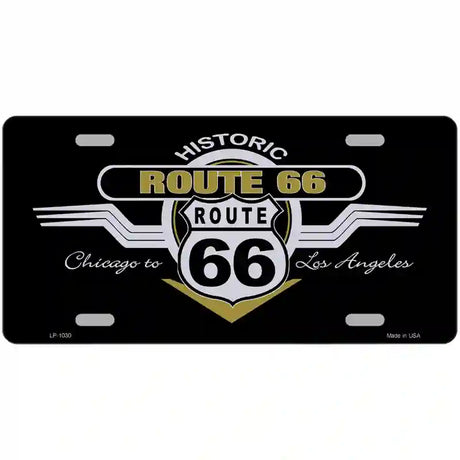 Route 66 Shield Wings Novelty Metal License Plate 24" x 12" (LLP)