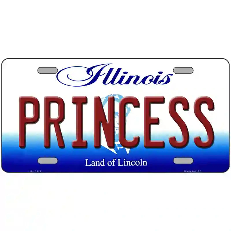 Princess Illinois Metal Novelty License Plate 24" x 12" (LLP)