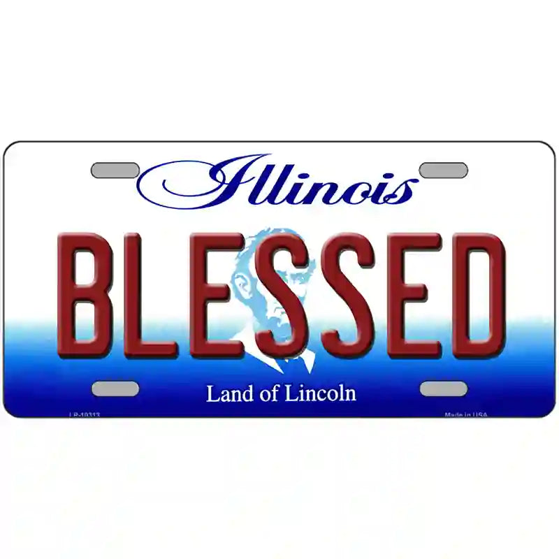 Blessed Illinois Metal Novelty License Plate 24" x 12" (LLP)