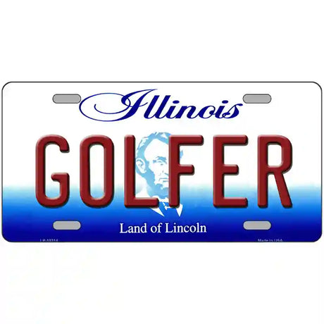 Golfer Illinois Metal Novelty License Plate 24" x 12" (LLP)