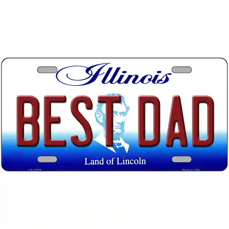 Best Dad Illinois Metal Novelty License Plate 24" x 12" (LLP)