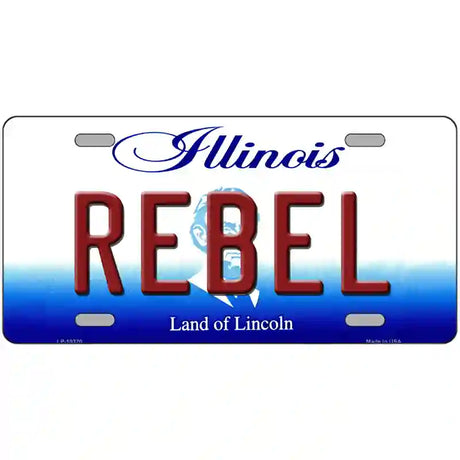 Rebel Illinois Metal Novelty License Plate 24" x 12" (LLP)