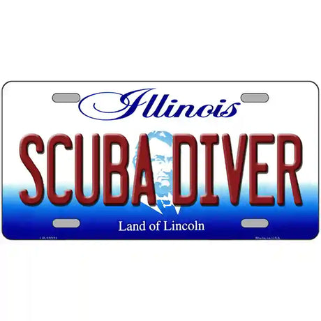 Scuba Diver Illinois Metal Novelty License Plate 24" x 12" (LLP)