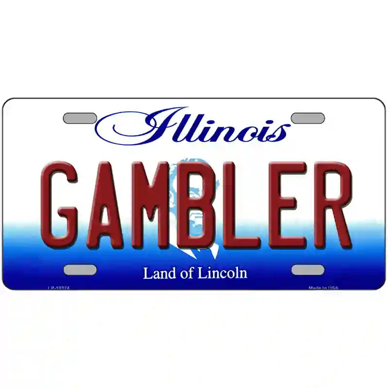 Gambler Illinois Metal Novelty License Plate 24" x 12" (LLP)