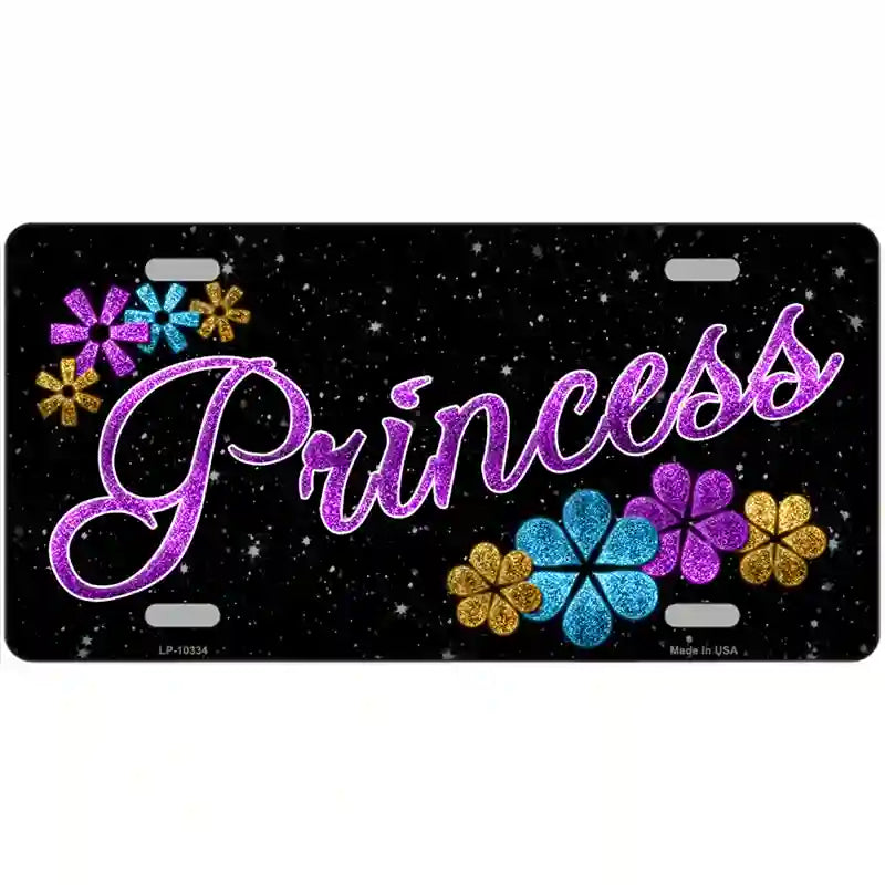 Princess Glitter Metal Novelty License Plate 24" x 12" (LLP)