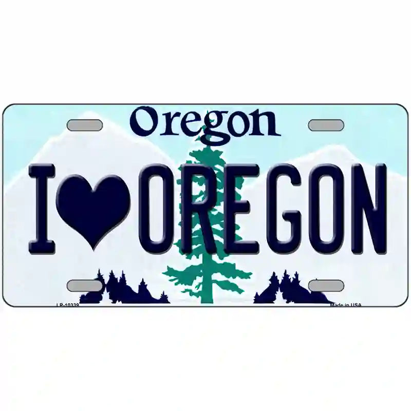 I Love Oregon Metal Novelty License Plate 24" x 12" (LLP)