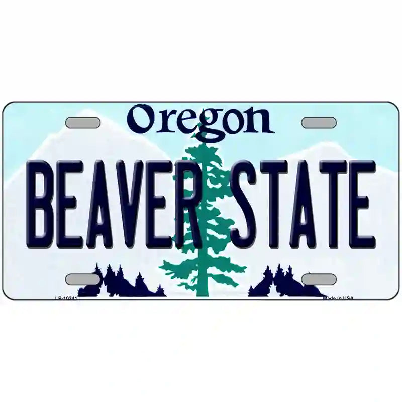 Beaver State Oregon Metal Novelty License Plate 24" x 12" (LLP)