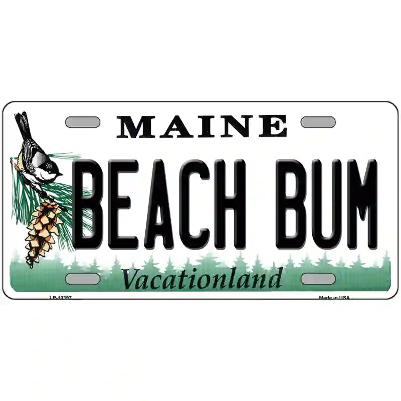 Beach Bum Maine Metal Novelty License Plate 24" x 12" (LLP)