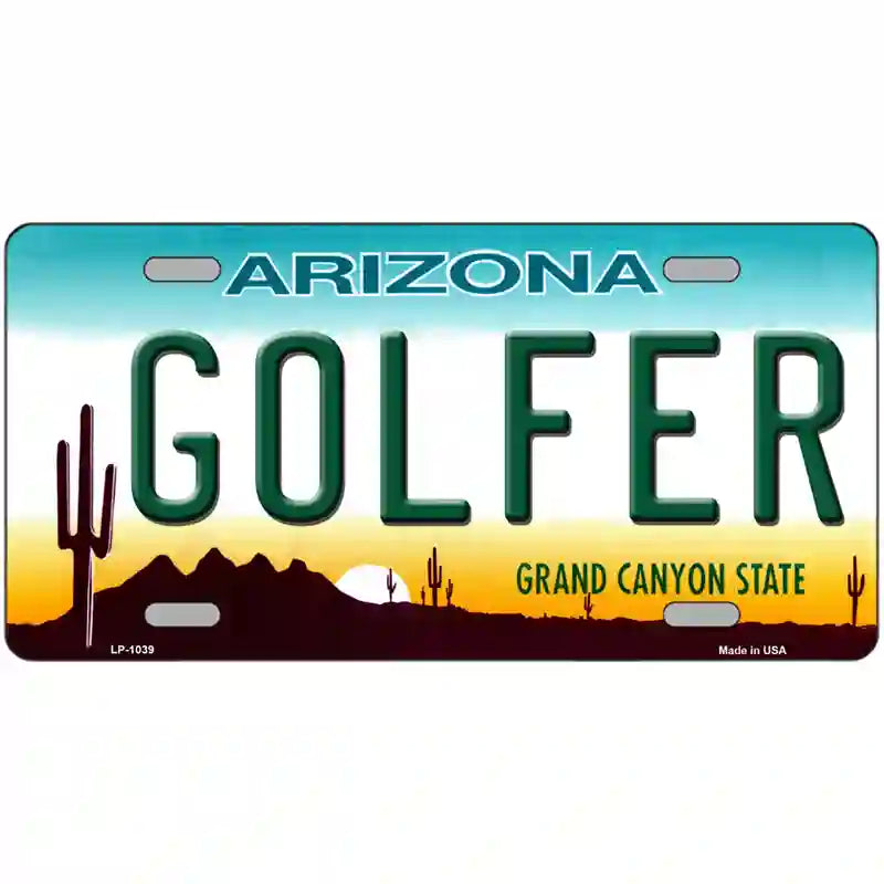 Golfer Arizona Novelty Metal License Plate 24" x 12" (LLP)