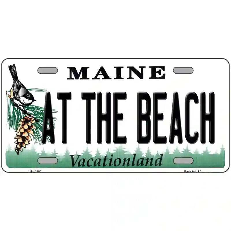 At The Beach Maine Metal Novelty License Plate 24" x 12" (LLP)