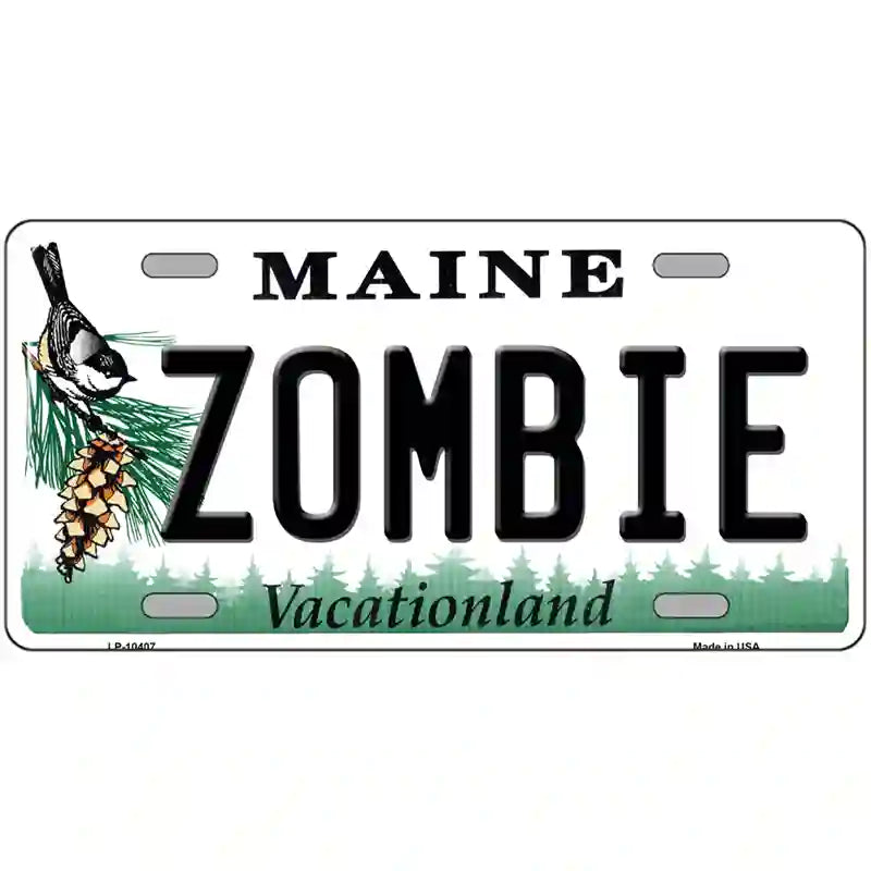 Zombie Maine Metal Novelty License Plate 24" x 12" (LLP)