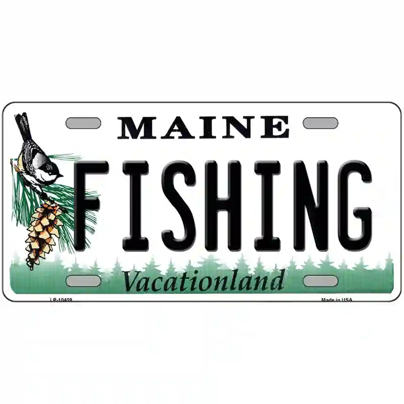 Fishing Maine Metal Novelty License Plate 24" x 12" (LLP)