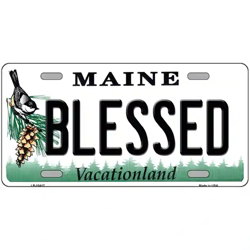 Blessed Maine Metal Novelty License Plate 24" x 12" (LLP)