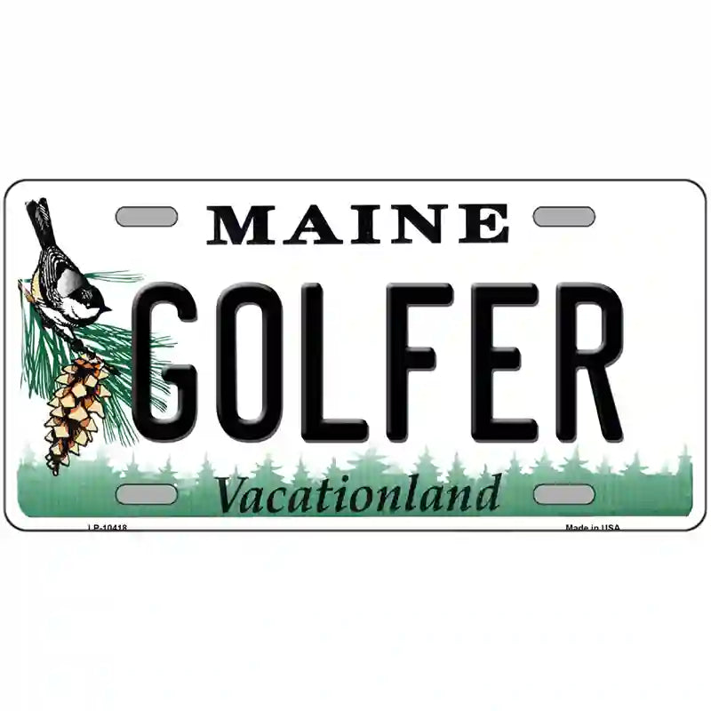 Golfer Maine Metal Novelty License Plate 24" x 12" (LLP)