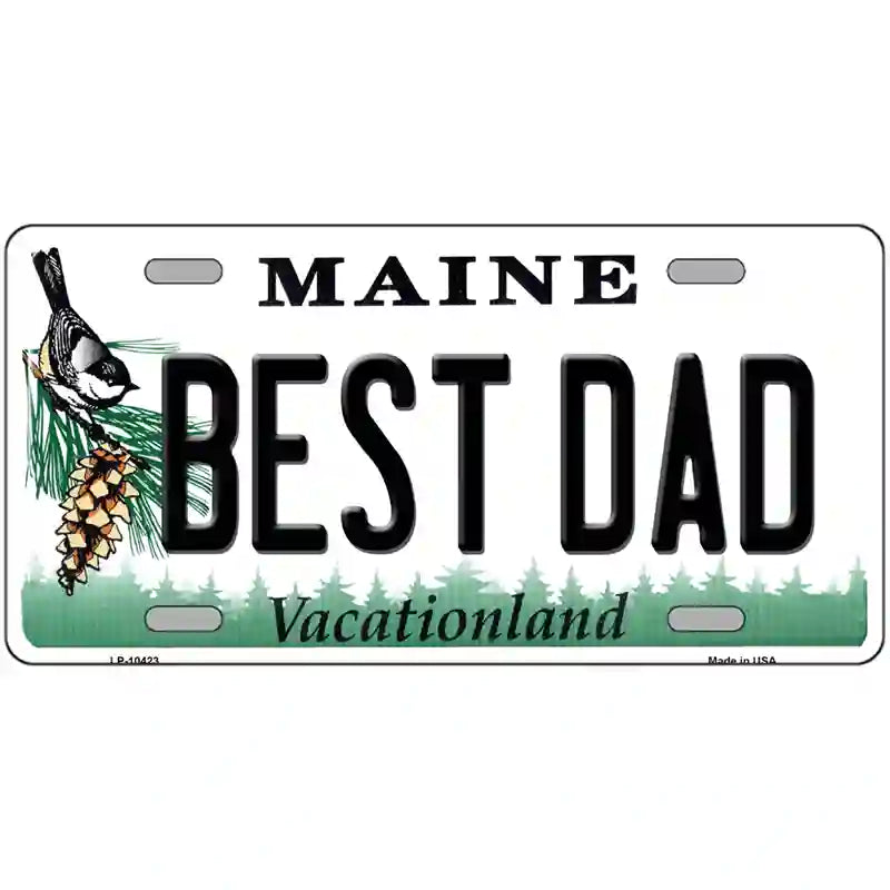 Best Dad Maine Metal Novelty License Plate 24" x 12" (LLP)