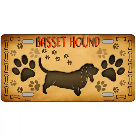 Basset Hound Novelty Metal License Plate 24" x 12" (LLP)